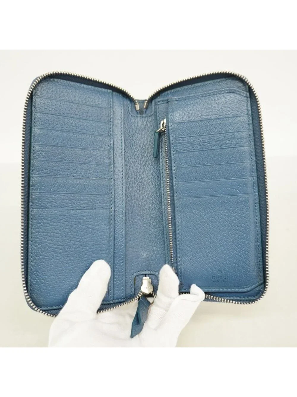Gucci Wallet GG Supreme Blue Black Silver